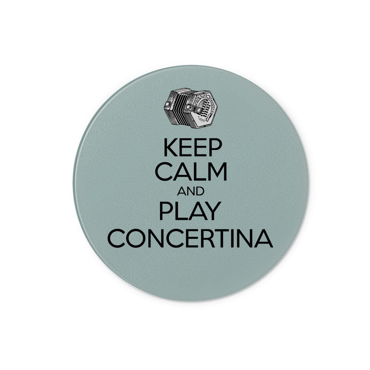 Keep Calm & Play English Concertina Glass Chopping Board