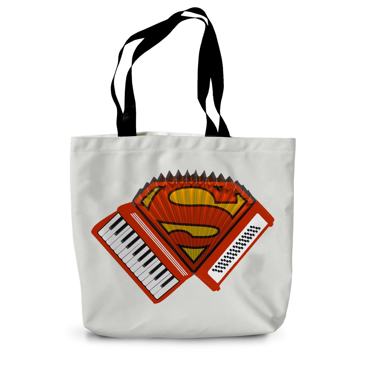 Accordion Superhero Canvas Tote Bag