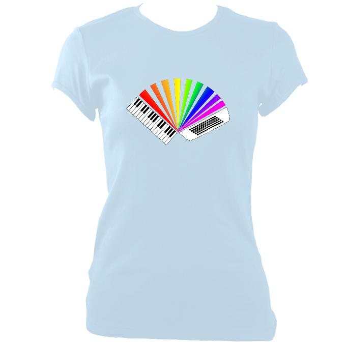 update alt-text with template Rainbow Piano Accordion Ladies Fitted T-shirt - T-shirt - Light Blue - Mudchutney