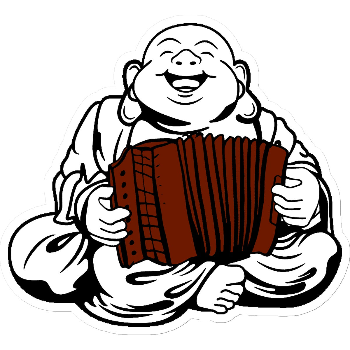 Melodeon Playing Buddha Sticker