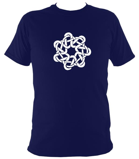 Celtic Woven Flower Knot T-Shirt - T-shirt - Navy - Mudchutney
