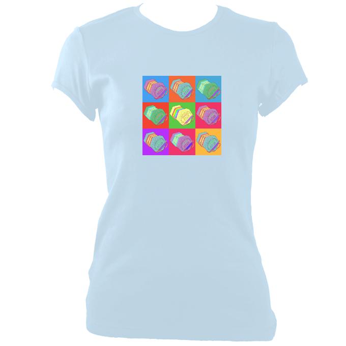 update alt-text with template Warhol style Anglo Concertina Ladies Fitted T-shirt - T-shirt - Light Blue - Mudchutney