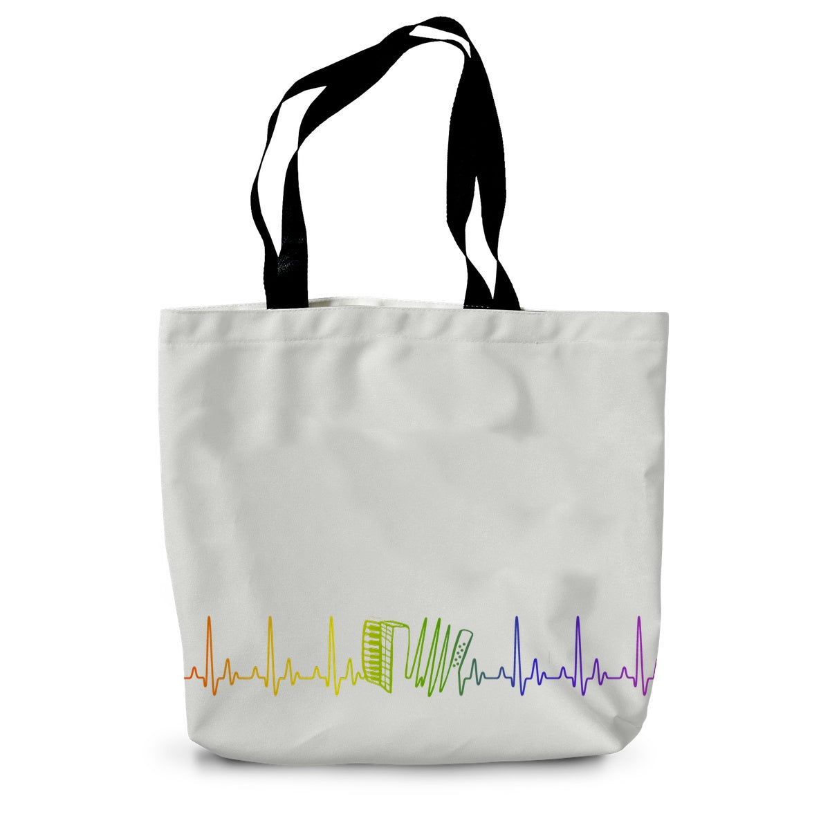 Rainbow Heartbeat Accordion Canvas Tote Bag