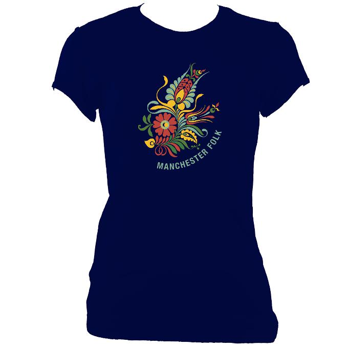 update alt-text with template "Manchester Folk" Ladies Fitted T-shirt - T-shirt - Navy - Mudchutney