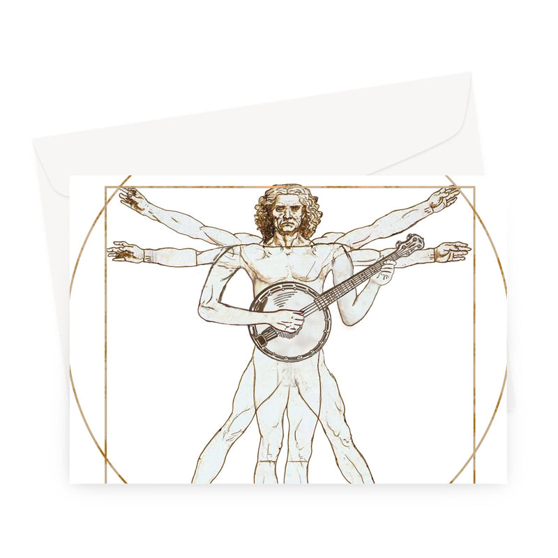 Da Vinci Vitruvian Man Banjo Greeting Card