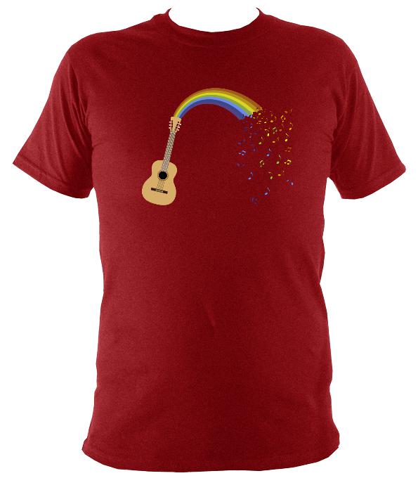Rainbow Guitar Spouting Colourful Music T-Shirt - T-shirt - Antique Cherry Red - Mudchutney