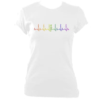 update alt-text with template Heartbeat Fiddle in Rainbow Colours Ladies Fitted T-shirt - T-shirt - White - Mudchutney