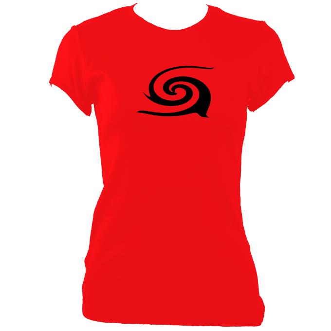 update alt-text with template Tribal Spiral Ladies Fitted T-shirt - T-shirt - Cherry Red - Mudchutney