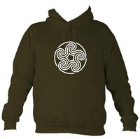 Celtic Five Spiral Pentagon Design Hoodie-Hoodie-Olive green-Mudchutney