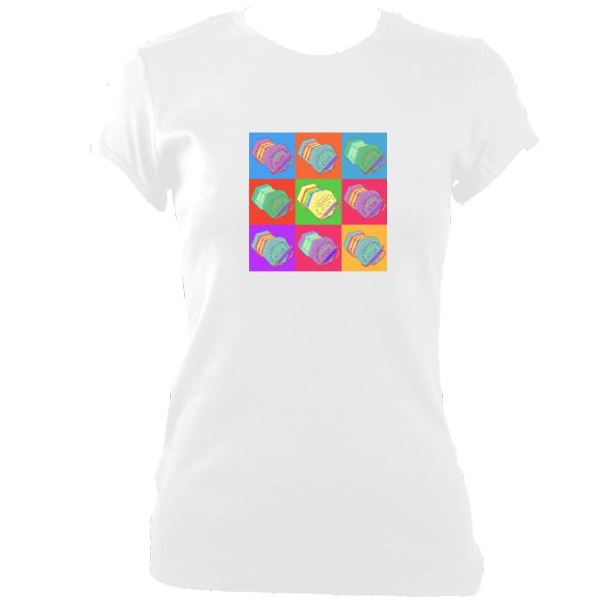 update alt-text with template Warhol style Anglo Concertina Ladies Fitted T-shirt - T-shirt - White - Mudchutney