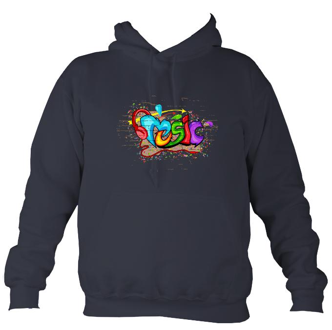 Music Graffiti Hoodie-Hoodie-Denim-Mudchutney