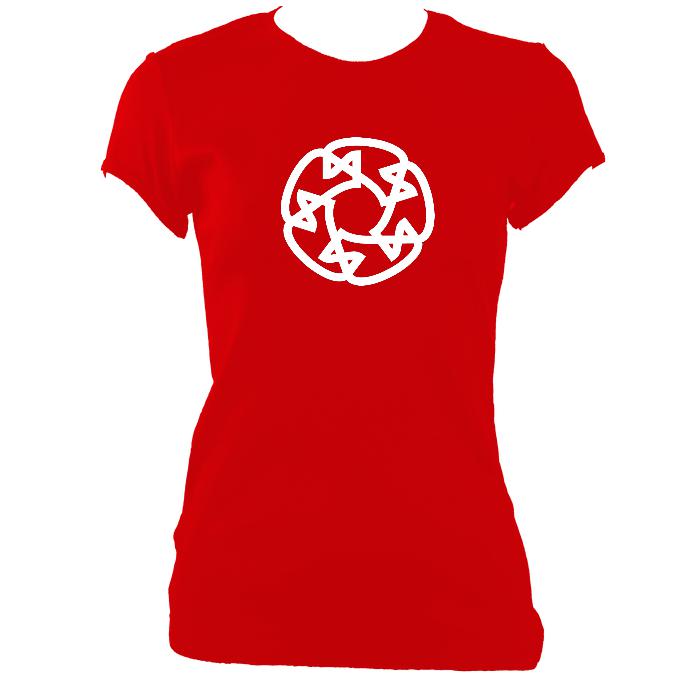 update alt-text with template Celtic Wheel Ladies Fitted T-shirt - T-shirt - Red - Mudchutney