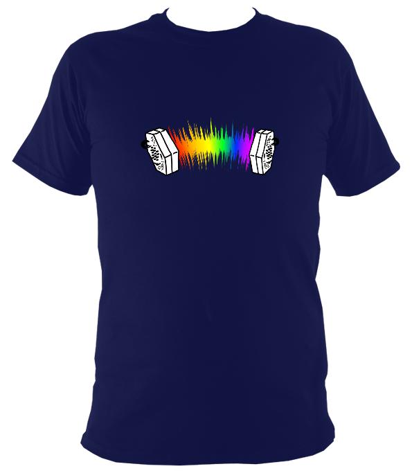 Rainbow Sound Wave Concertina T-shirt - T-shirt - Navy - Mudchutney
