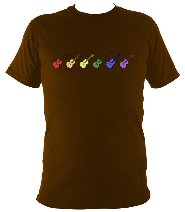 Rainbow of Coloured Guitars T-Shirt - T-shirt - Dark Chocolate - Mudchutney