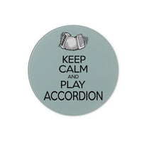 Keep Calm & Play Accordion Glass Chopping Board