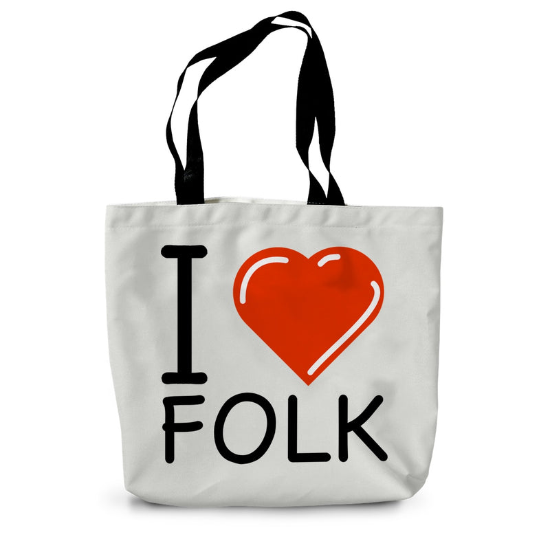 I Love Folk Canvas Tote Bag