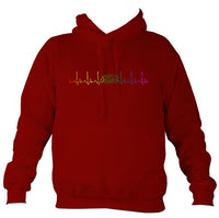 Heartbeat Concertina in Rainbow Colours Hoodie-Hoodie-Red hot chilli-Mudchutney