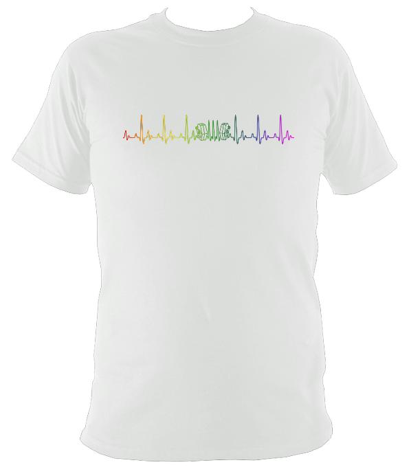 Heartbeat Concertina in Rainbow Colours T-Shirt - T-shirt - White - Mudchutney