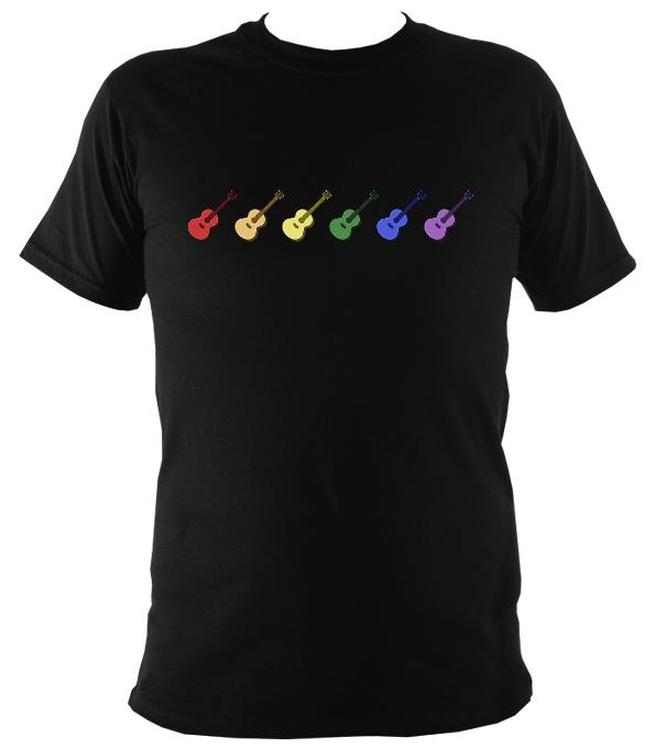 Rainbow of Coloured Guitars T-Shirt - T-shirt - Black - Mudchutney