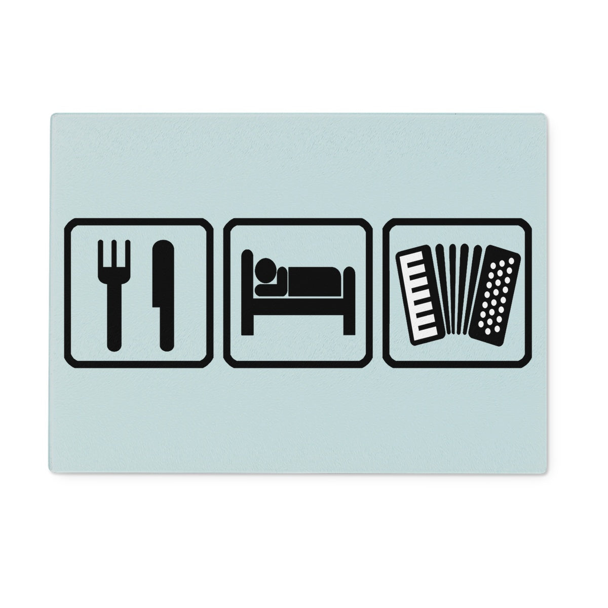 Eat Sleep & Play Accordion Glass Chopping Board