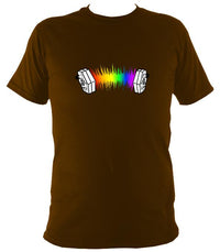 Rainbow Sound Wave Concertina T-shirt - T-shirt - Dark Chocolate - Mudchutney