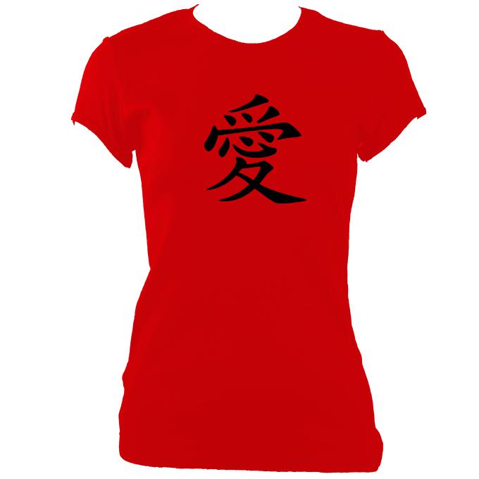 update alt-text with template Japanese "Love" Symbol Ladies Fitted T-shirt - T-shirt - Red - Mudchutney