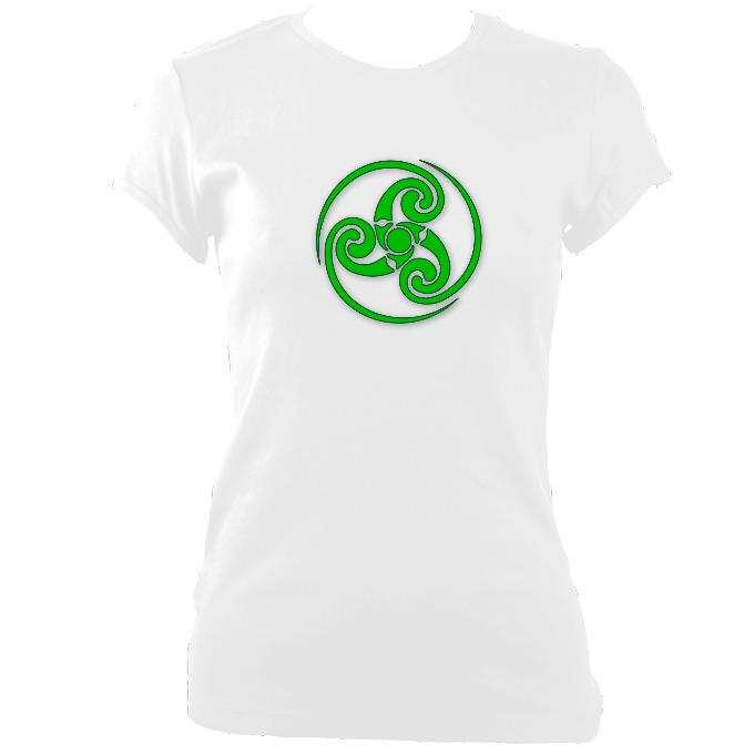 update alt-text with template Celtic Tribal Spiral Ladies Fitted T-shirt - T-shirt - White - Mudchutney