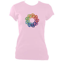 update alt-text with template Rainbow Celtic Knot Ladies Fitted T-shirt - T-shirt - Light Pink - Mudchutney