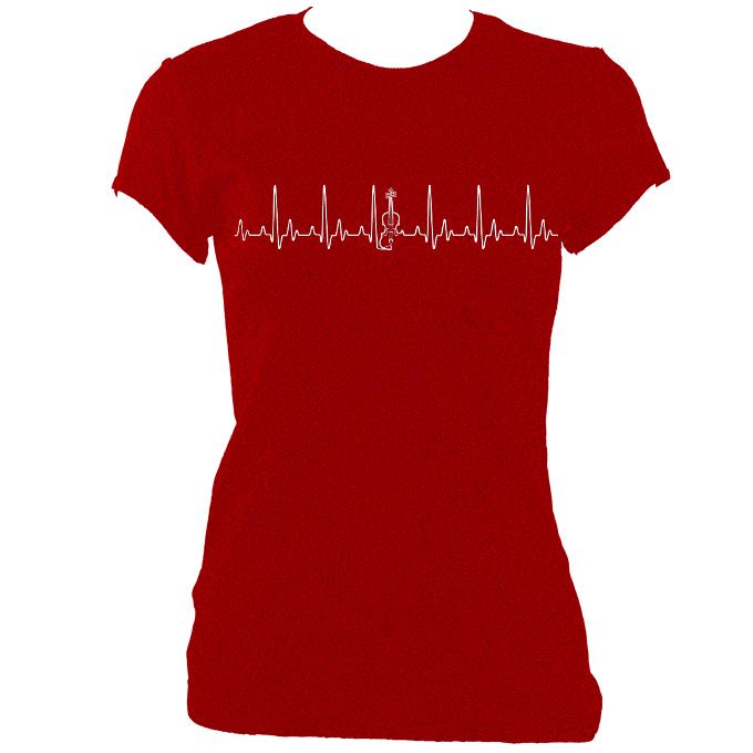 update alt-text with template Heartbeat Fiddle Ladies Fitted T-shirt - T-shirt - Antique Cherry Red - Mudchutney