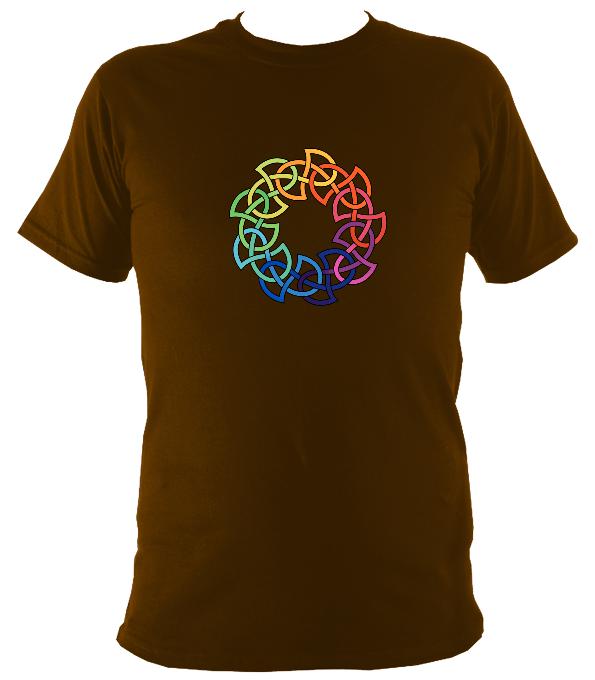 Rainbow Coloured Celtic Knot T-shirt - T-shirt - Dark Chocolate - Mudchutney
