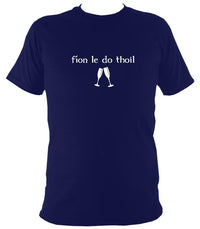 Irish Gaelic "Wine please" T-shirt - T-shirt - Navy - Mudchutney