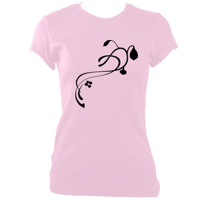 update alt-text with template Ladies Flower Fitted T-shirt - T-shirt - Light Pink - Mudchutney
