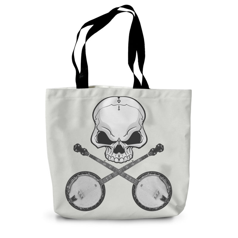 Skull and crossed Banjos Canvas Tote Bag