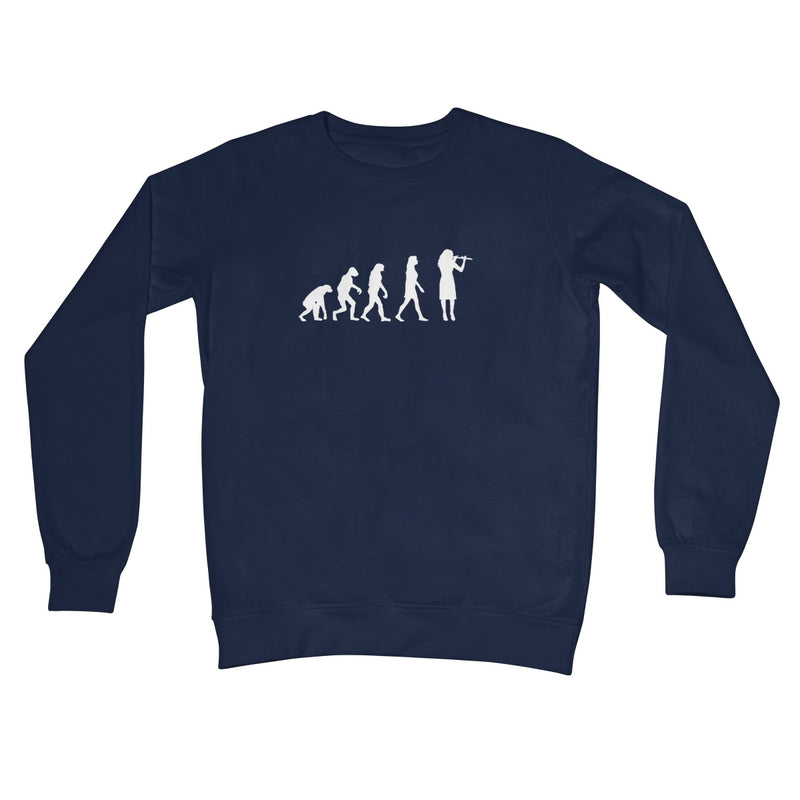 Evolution of Female Flute Player Crew Neck Sweatshirt