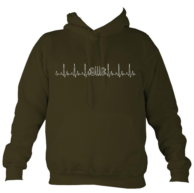 Heartbeat Concertina Hoodie-Hoodie-Olive green-Mudchutney