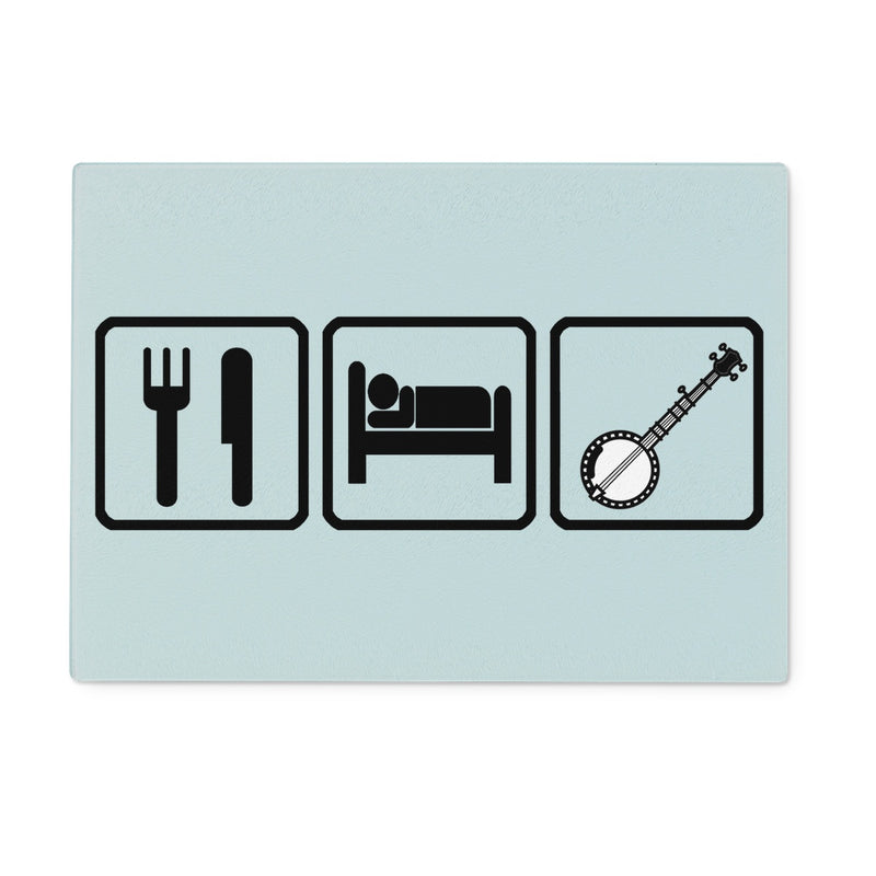 Eat Sleep & Play Banjo Glass Chopping Board