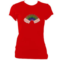 update alt-text with template Rainbow Accordion Ladies Fitted T-shirt - T-shirt - Red - Mudchutney