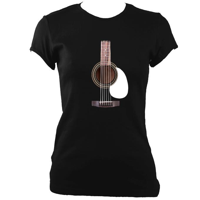 Guitar Strings and Neck Ladies Fitted T-shirt - T-shirt - Black - Mudchutney