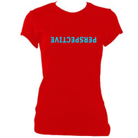 update alt-text with template Perspective Upside Down Ladies Fitted T-shirt - T-shirt - Red - Mudchutney
