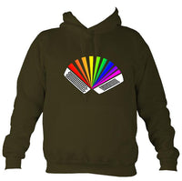 Rainbow Chromatic Accordion Hoodie-Hoodie-Olive green-Mudchutney