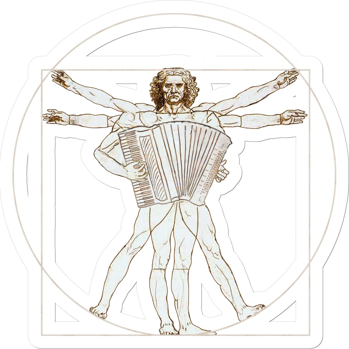 Da Vinci Vitruvian Man Accordion Sticker