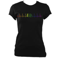 ""Heartbeat Rainbow Accordion Ladies Fitted T-shirt - T-shirt - White - Mudchutney