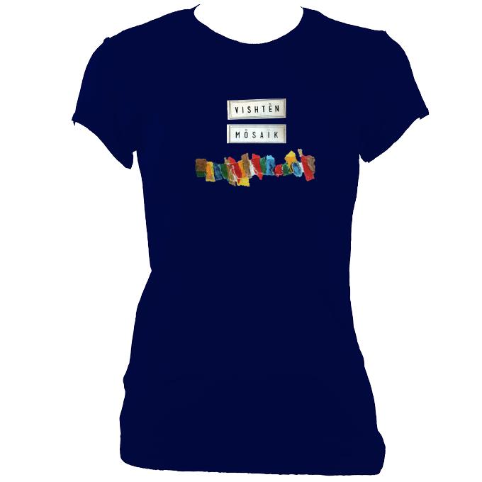 update alt-text with template Vishtèn "Mosaic" Ladies Fitted T-Shirt - T-shirt - Navy - Mudchutney