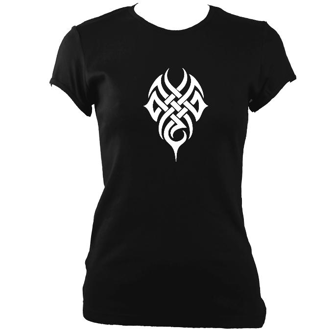 Woven Tribal Tattoo Ladies Fitted T-shirt - T-shirt - Black - Mudchutney