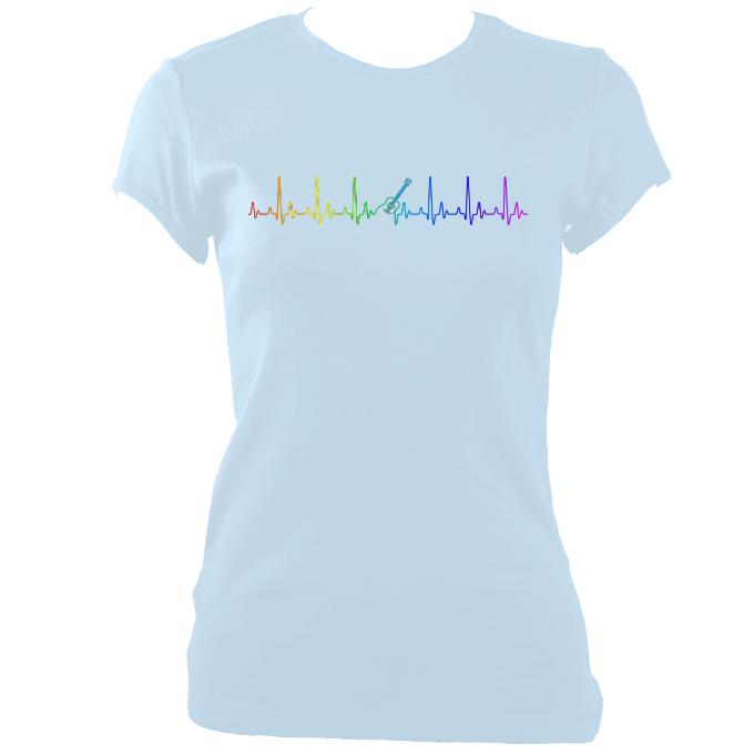 update alt-text with template ""Guitar Heartbeat in Rainbow Colour Fitted T-shirt - T-shirt - White - Mudchutney