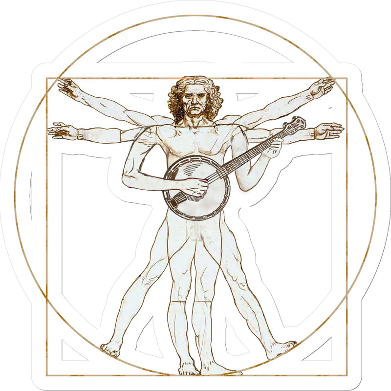 Da Vinci Vitruvian Man Banjo Sticker