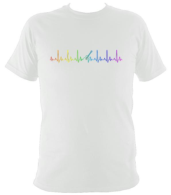 Guitar Heartbeat in Rainbow Colours T-Shirt - T-shirt - White - Mudchutney