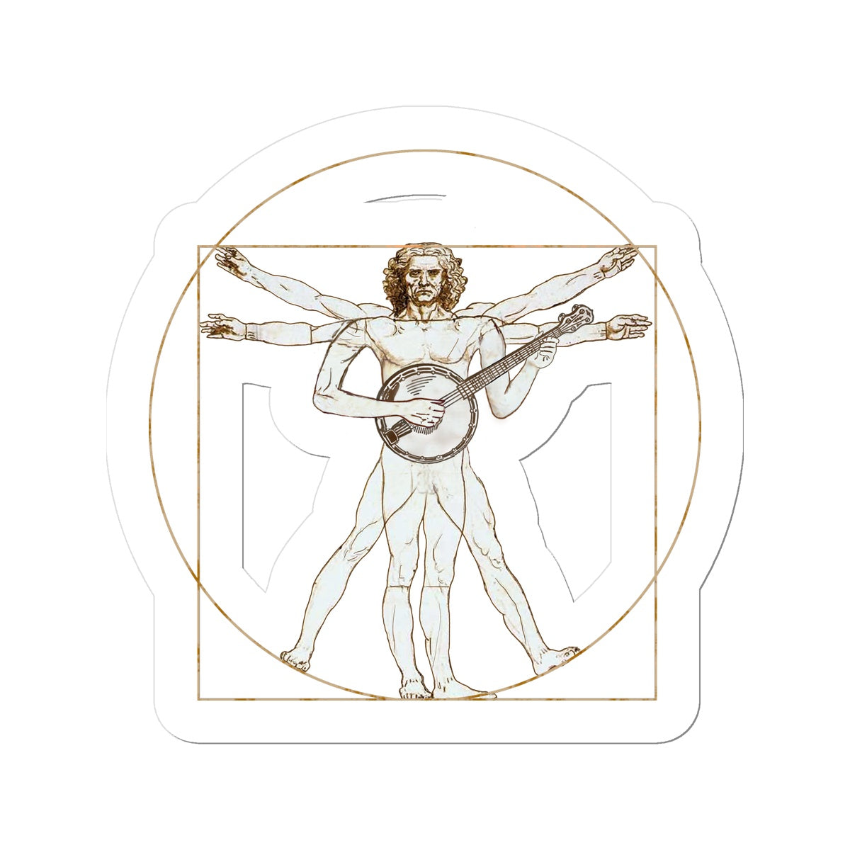 Da Vinci Vitruvian Man Banjo Sticker