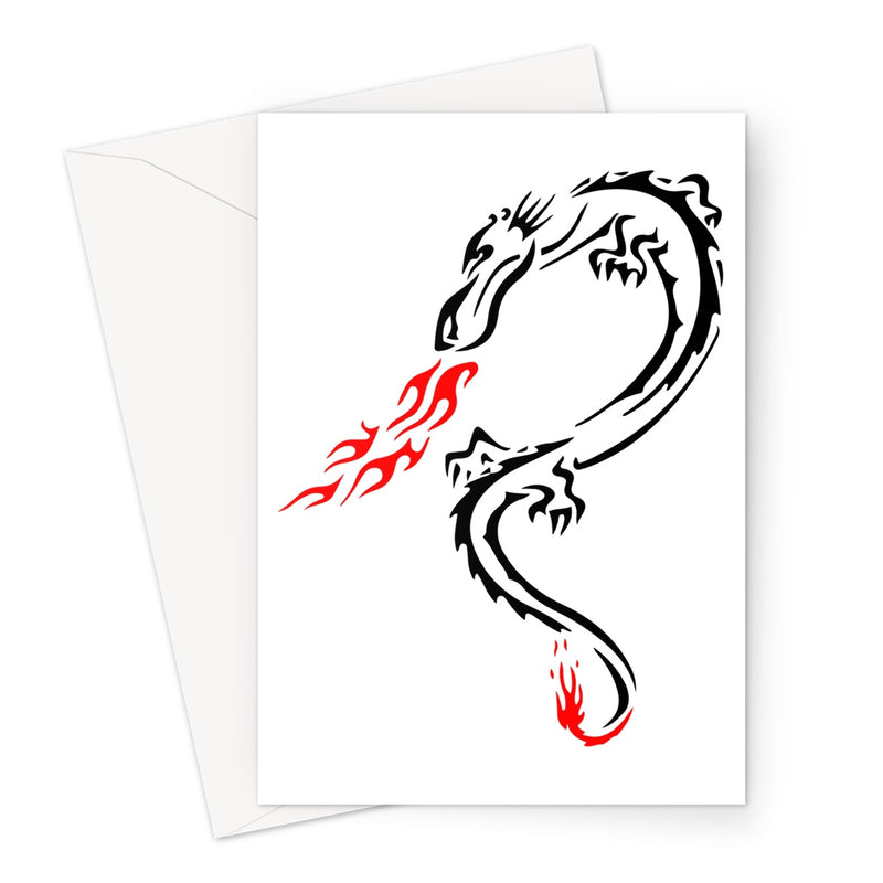 Tribal Dragon Breathing Fire Greeting Card