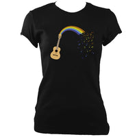 ""Rainbow Guitar Spouting Music - T-shirt - White - Mudchutney